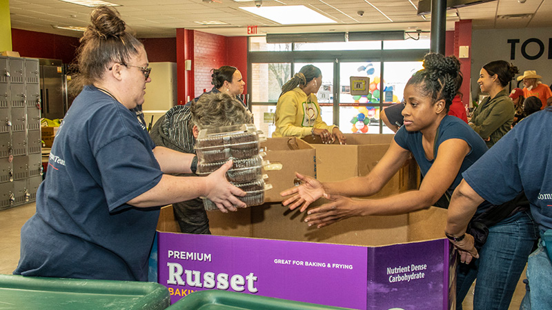 Volunteers working