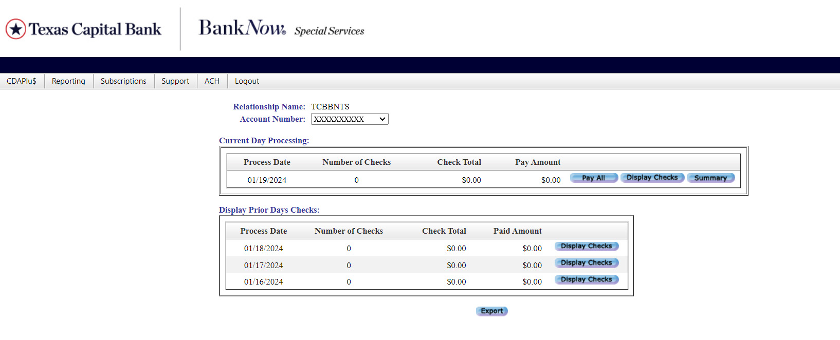 screenshot- display of checks