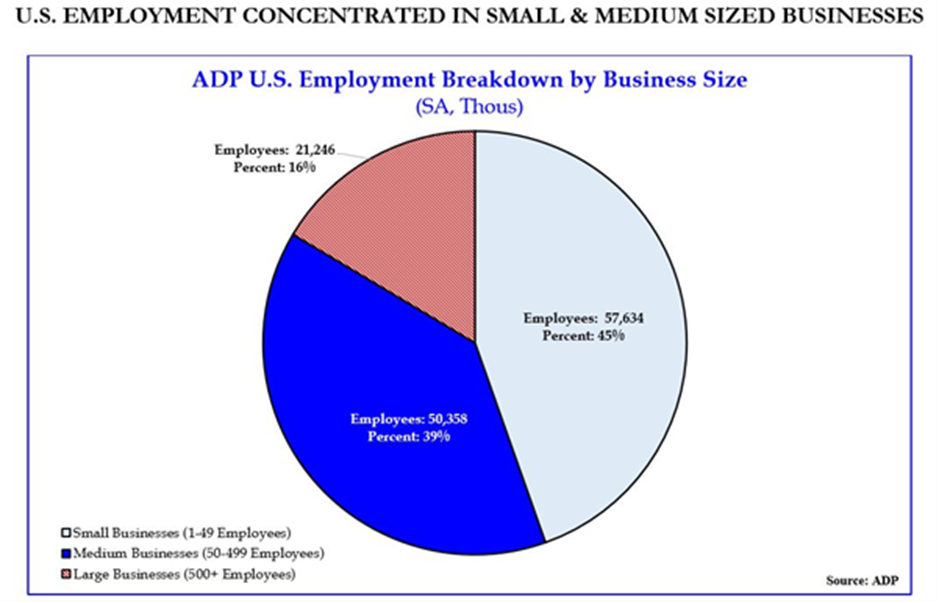Pie chart- ADP U.S. Employment Breakdown by Business Size