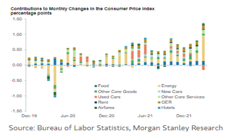 Contributions to Monthly Changes in the Consumer Price Index percentage points