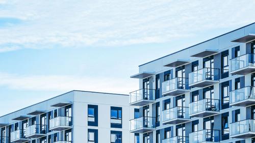 Apartment building balconies