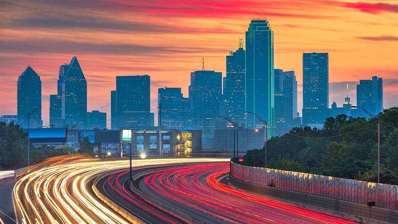 Dallas skyline with highway