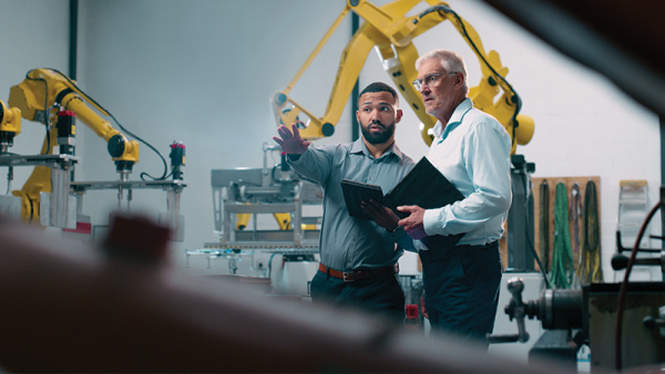 two men in a factory